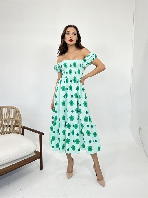 Φόρεμα - Green Flowers - Vera Cox