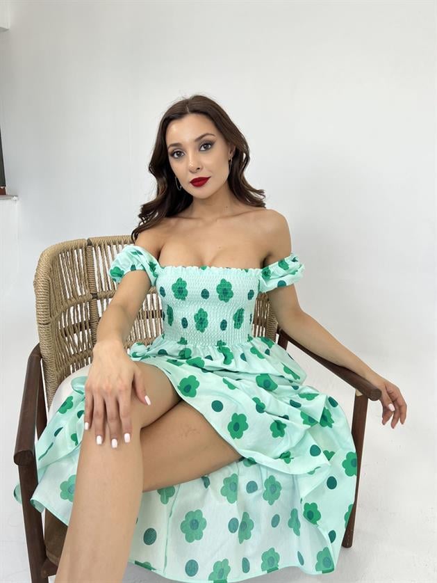 Φόρεμα - Green Flowers - Vera Cox