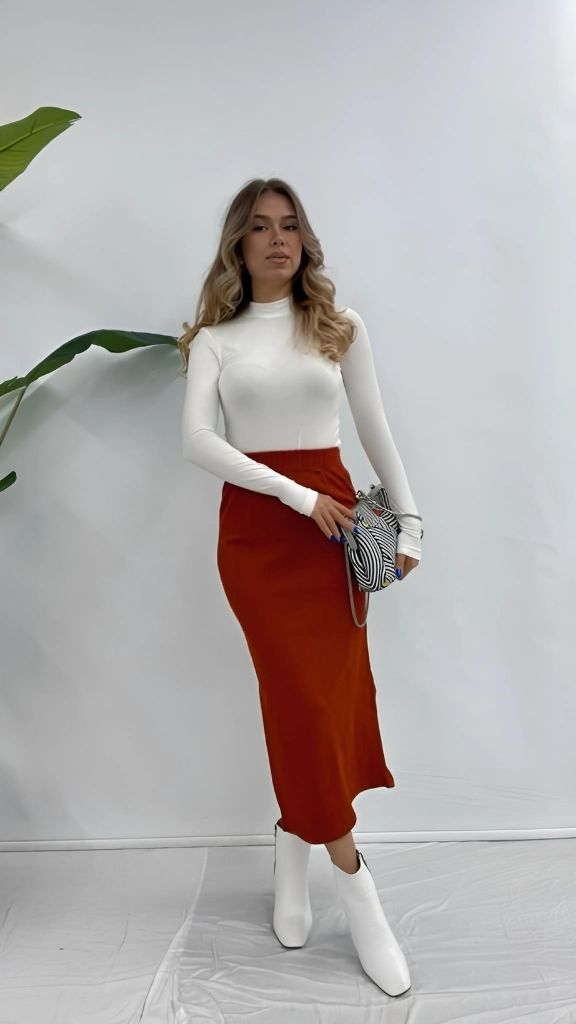 High Waist Knitwear Skirt