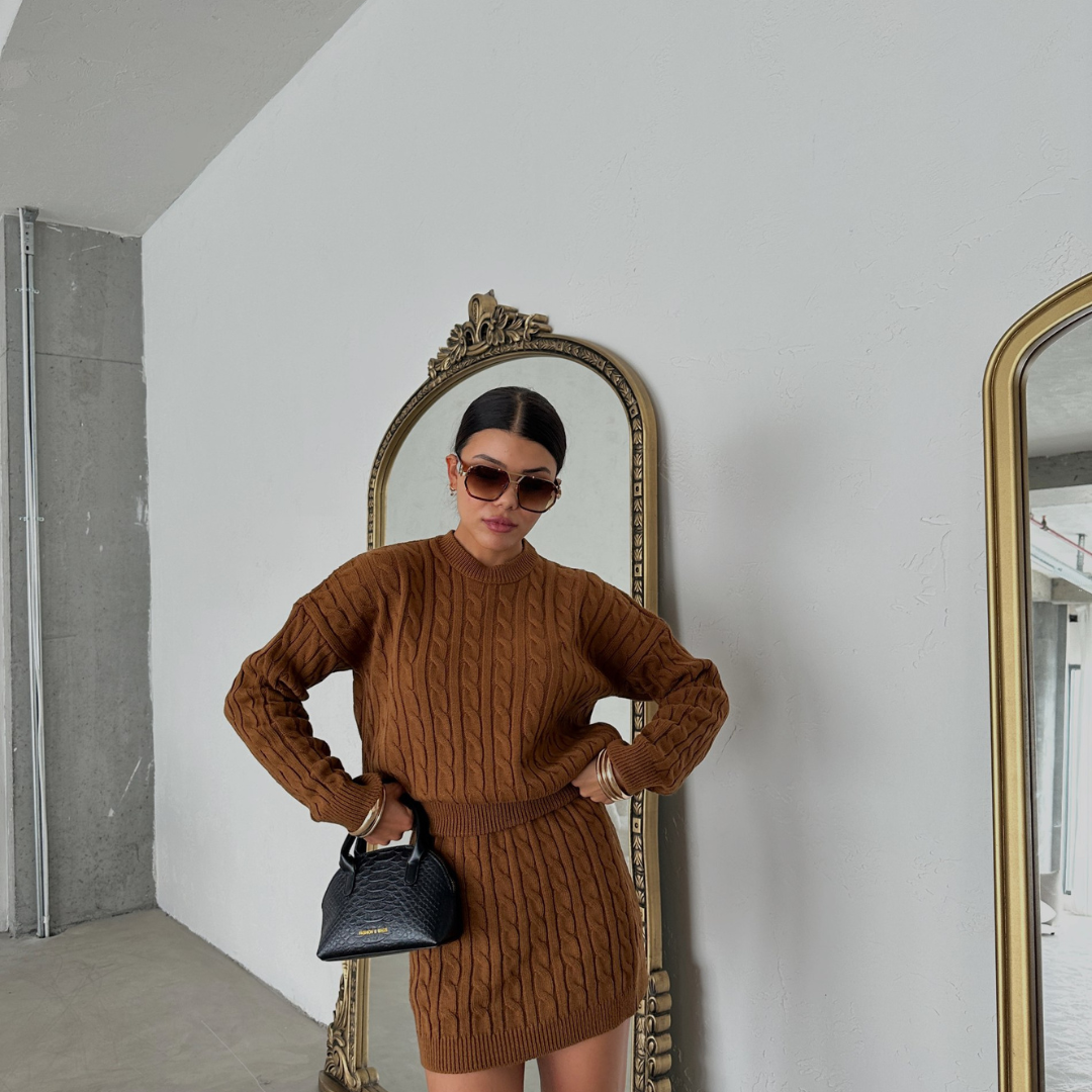 Set Sweater + Skirt | Brown | Vera Cox