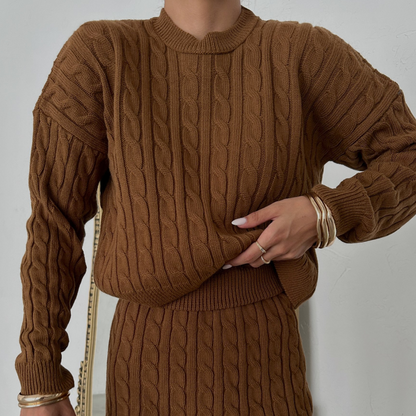 Set Sweater + Skirt | Brown | Vera Cox