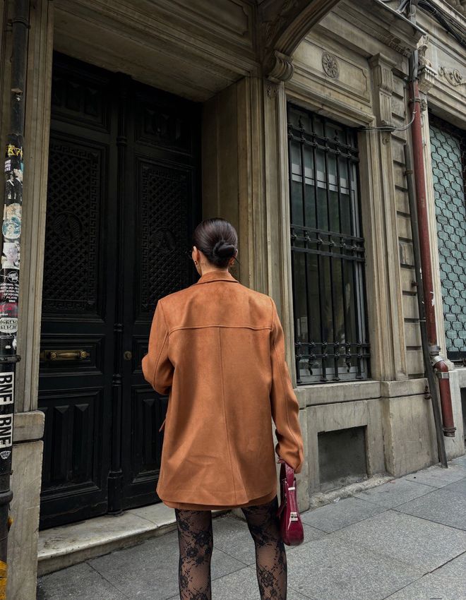 Desert Chic-Suede Set Σακάκι με Φούστα