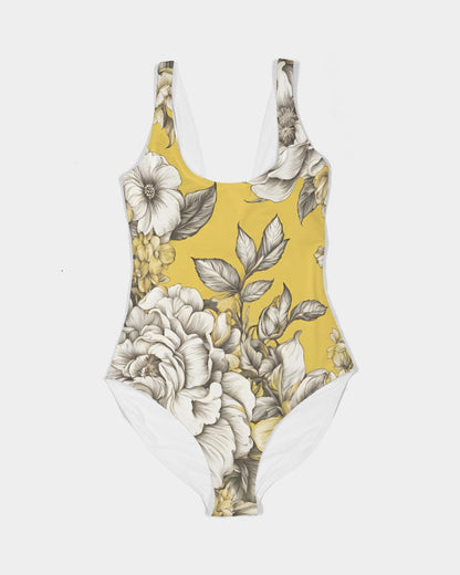 Yellow Summer -One-Piece Swimsuit - Printed, cut, and handmade