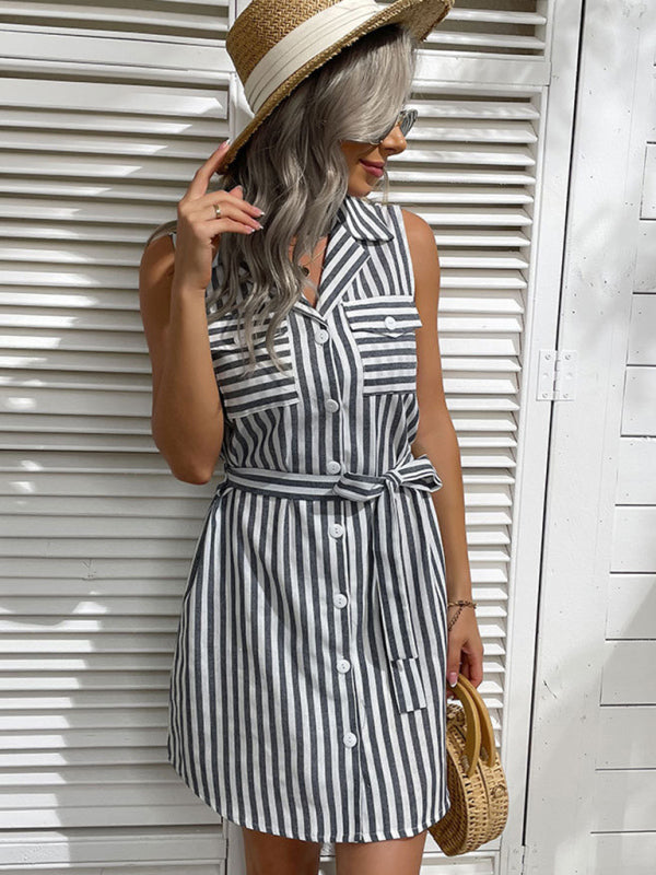 grey white stripe dress summer spring