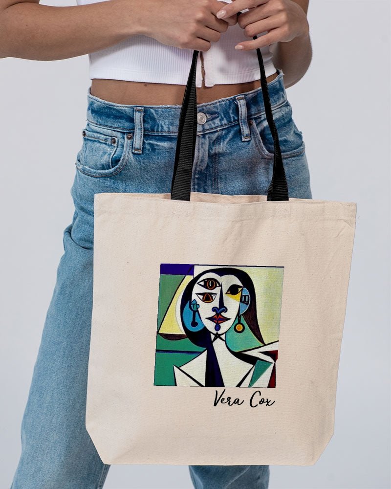 το 3ο μάτι Canvas Tote with Contrast-Color Handles | Q-Tees 