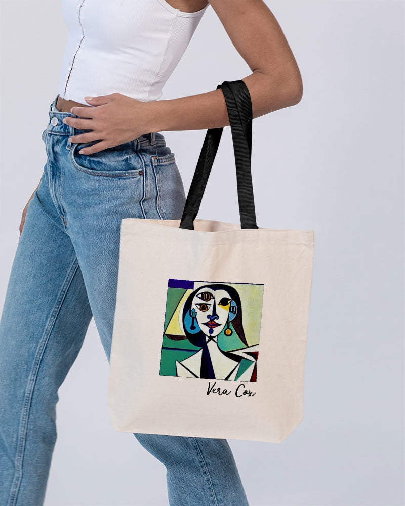 το 3ο μάτι Canvas Tote with Contrast-Color Handles | Q-Tees 