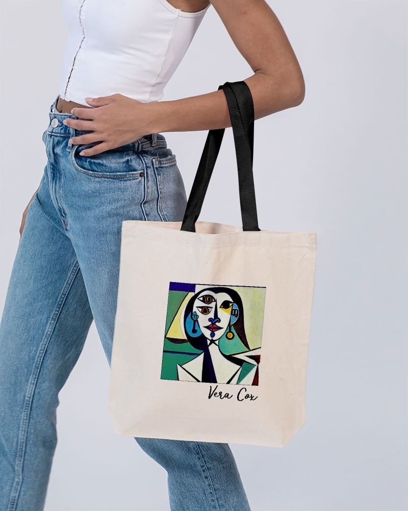 the 3rd eye Canvas Tote with Contrast-Color Handles | Q-Tees
